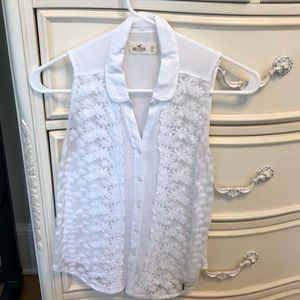 Hollister white floral blouse